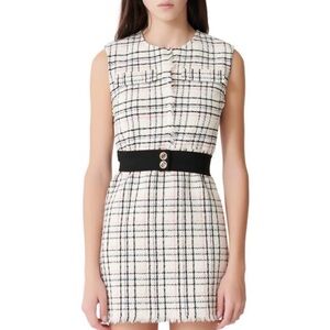 Maje tweed mini cream dress size 36 / 4